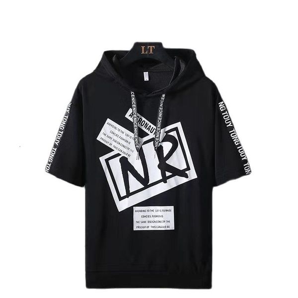 

mens designer t shirts 2021 new short sleeve hoodies and sweatshirts hooded male fashion hoody for men camouflage size m - 5xl, Black