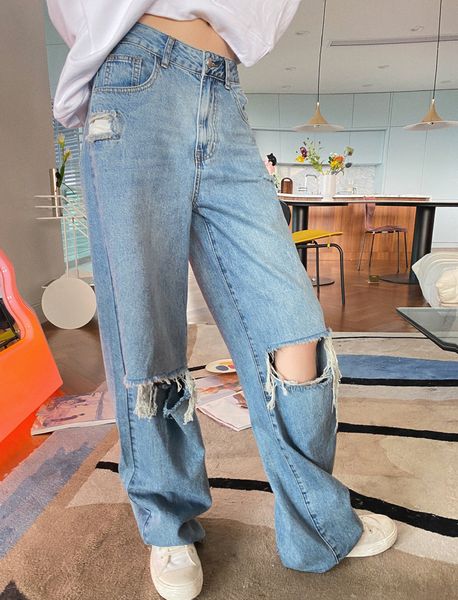 

2021 winter veet thick new straight wide leg womens trousers autumn streetwear chic pants women high waist plus 92a9, Blue