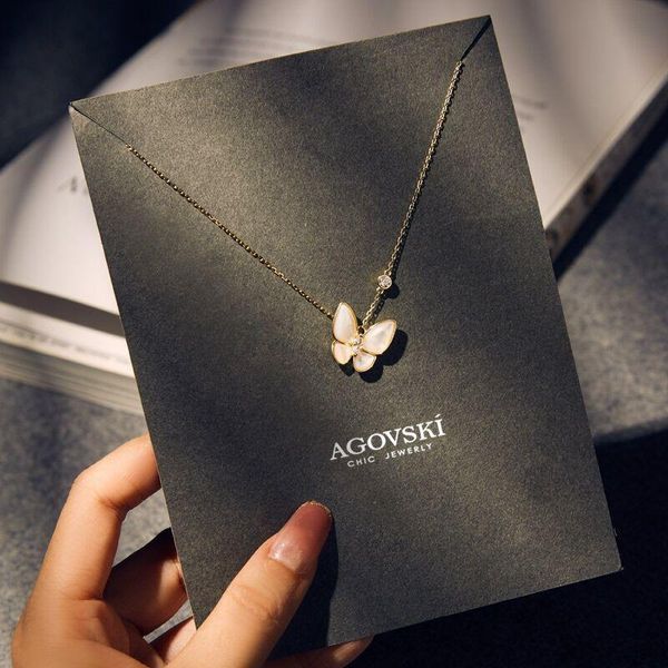 

pendant necklaces cute and romantic super fairy tide butterfly necklace female simple temperament short clavicle chain fashion, Silver