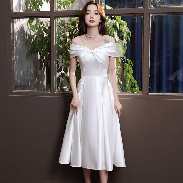 

ethnic clothing off-shoulder qipao white pleated evening party dress gown charming bandage mid-length cheongsam fairy vestidos de festa, Red