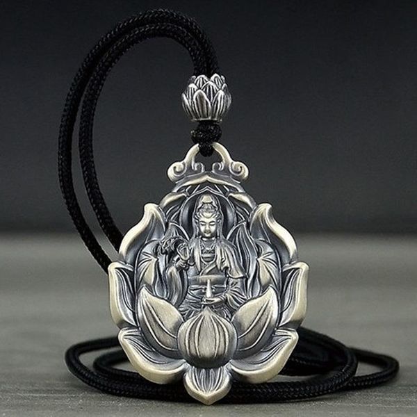 

chains design guanyin pendant men and women necklaces amulet bodhisattva maitreya buddhist jewelry safe accessories, Silver