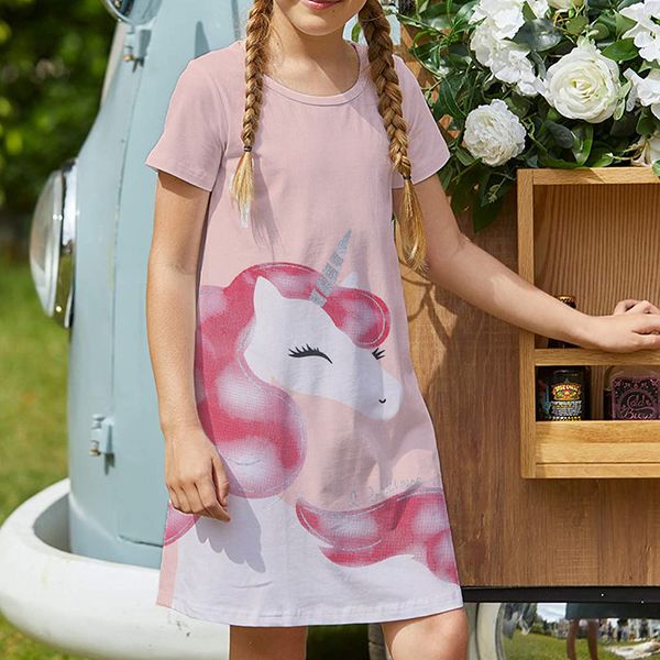 

girls dress cartoon animal pattern dress children casual dress a-line skirt knee-length simple, elegant and colorful 5-15 years old, Red;yellow