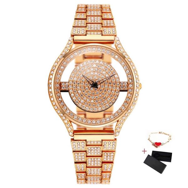 

wristwatches ponduo rhinestone quartz watch for women gold ladies wristwatch water resistant steel women's brand watches luxury fashion, Slivery;brown