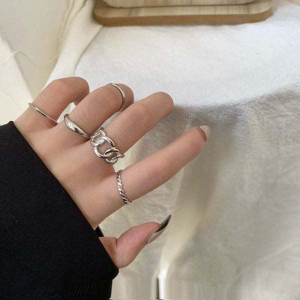 

designer rings punk gold wide chain set for women girls fashion irregular finger thin gift 2021 female jewelry party, Golden;silver