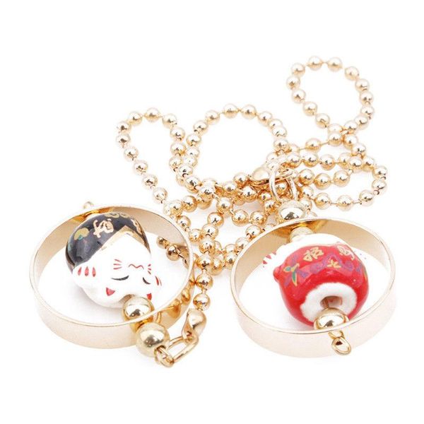 

interior decorations rear view mirror auto portable decoration wealth car pendant ceramic accessories durable hanging lucky cat chain cute