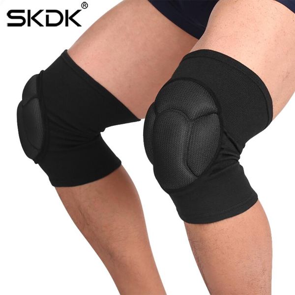 

elbow & knee pads skdk protective thick sponge football volleyball extreme sports anti-slip collision avoidance kneepad brace support, Black;gray