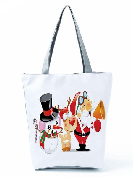 

evening bags snowflake printed handbag tote high capacity eco reusable shopping bag foldable red shoulder christmas girl women's gift