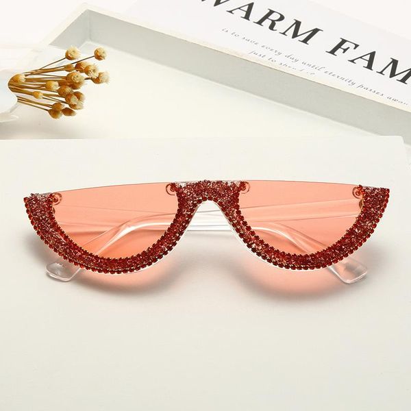 

fashion small rhinestone women eyewear party men cat eye fashionable round luxury sunglasses half diadmond uv400 aspvr, White;black