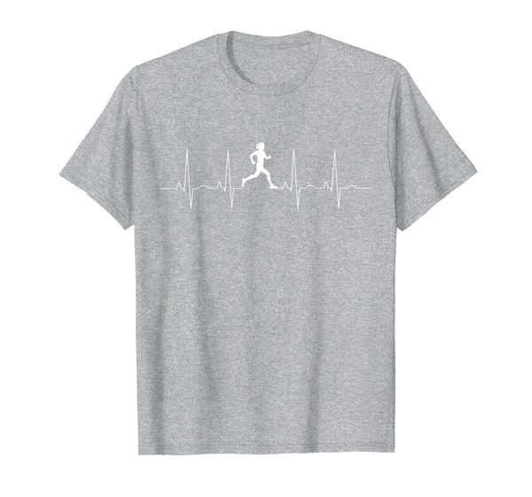

marathon runner in training heartbeat t-shirt, White;black