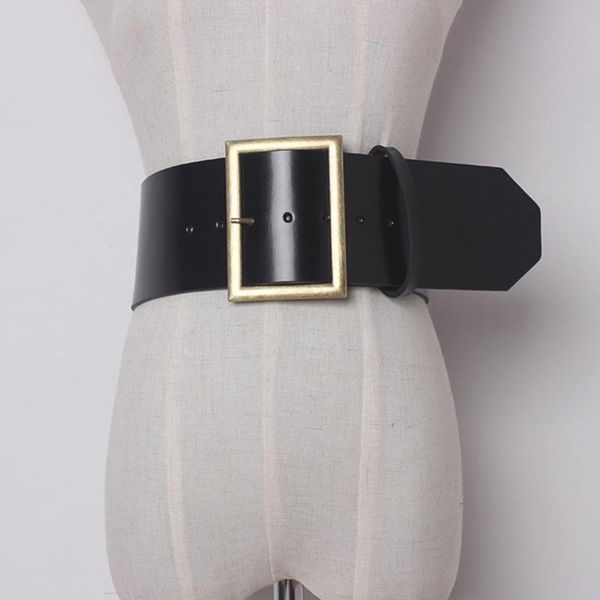 

belts pu leather women long black fashion metal buckle wide waist belt design women's clothing dress shirt decoration, Black;brown