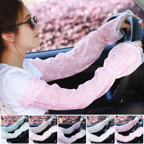 

lady sunscreen gloves long gloves sun uv hand cover lace arm sleeves for women girls summer m2