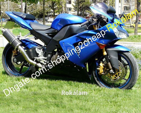 ZX 10R Moto Artan Sonra Kawasaki Ninja ZX10R 2004 2005 ZX-10R Mavi Motosiklet Komple Fairing (Enjeksiyon Kalıplama)