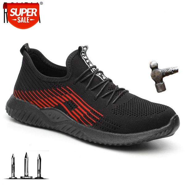 

drop shipping steel toe cap men safety work shoes breathable mesh slip on outdoor casual sneakers plus size 39-48 rxm197 #gn1a