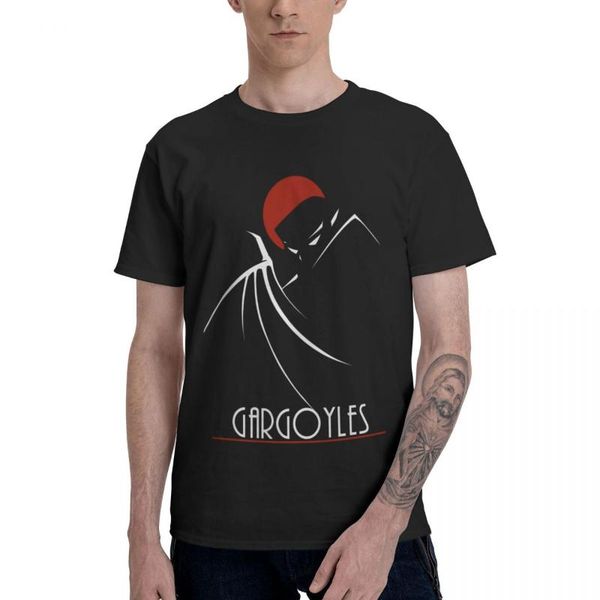 

men's t-shirts for male t shirt the cartoon gargoyles good cotton geek man's o-neck retro tee, White;black
