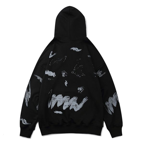 

ss 2021 new bear print hip hop streetwear winter hooded pullover men cotton spray paint harajuku hoodie swatshirt mens black rljt