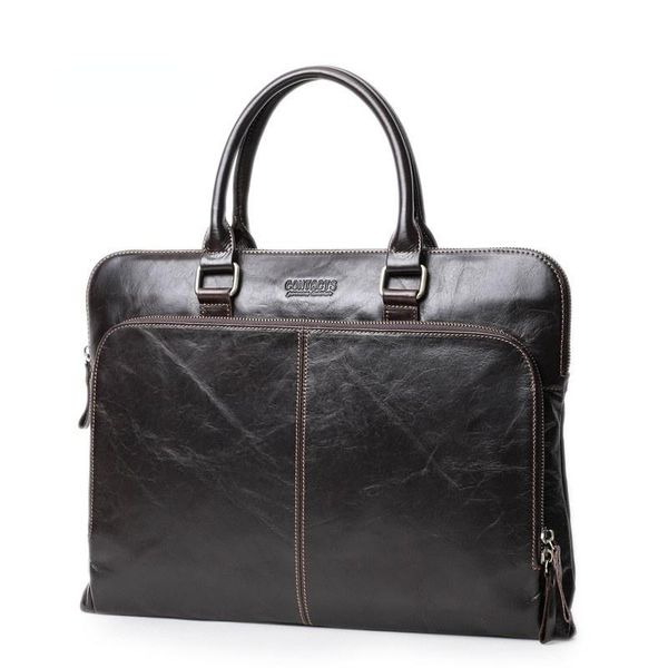 

briefcases first layer cowhide men luxury messenger bags high-end 14 inch lapbag genuine leather usiness briefcase fashion handbags