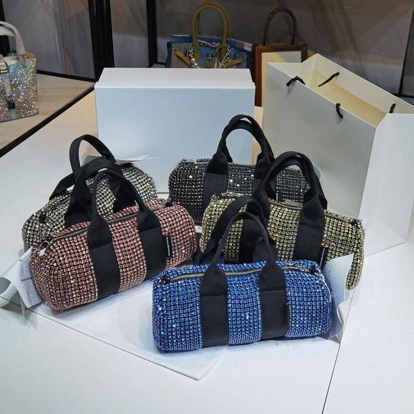 

evening bags women's bag 2021 the fashion flash diamond full of boston-style hand-held cylinder one shoulder crossbody