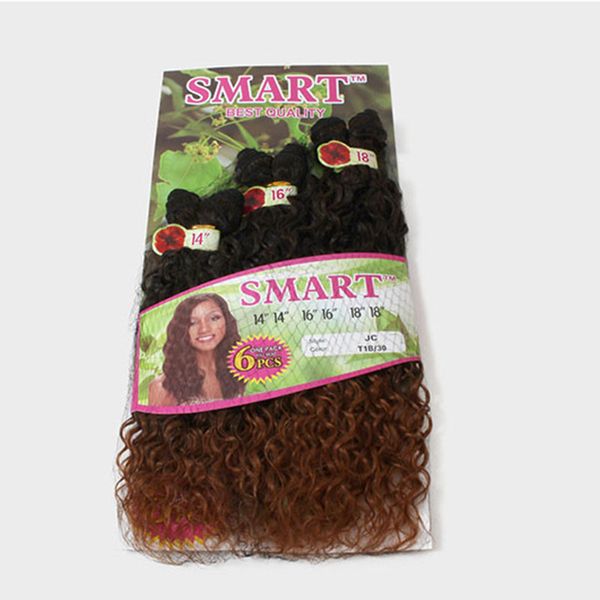 Фабрика 2021 DHGAT Ehigh Quality 6 шт. / Лот Синтетическое плетение Волос наращивания Джерри Кудрявая Оммре Браун Канекалон Глубокая вьющиеся вязание крючком