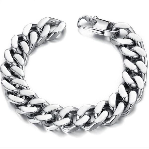 

link, chain potcet stainless steel titanium bracelet cuban geometric fashion retro hip hop party jewelry, Black