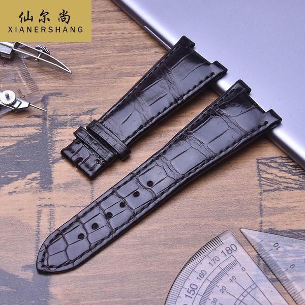 

watch bands handmade alligator band men genuine leather belt 25mm custom nautilus strap luxury crocodile skin watchbands waterproof, Black;brown