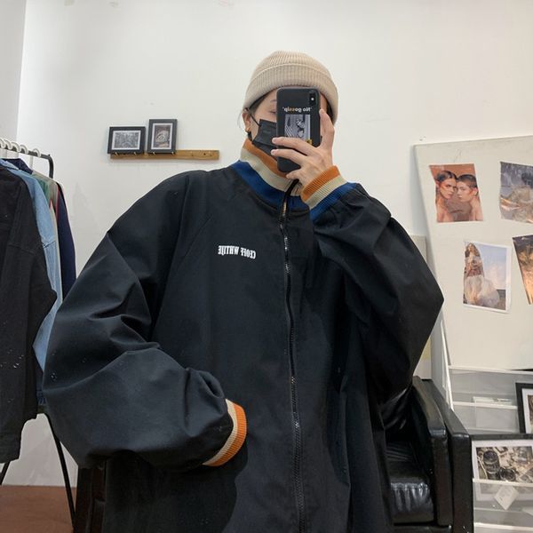 

street sports men's autumn and winter korean fashion loose casual jacket, Black;brown