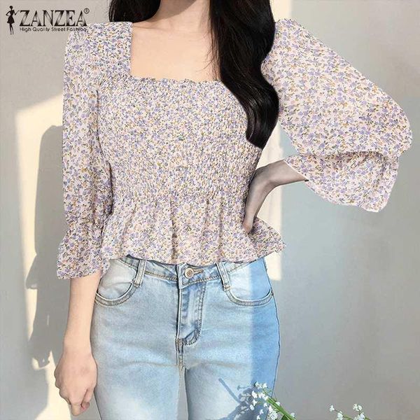 

women's blouses & shirts oversized fashion behemian printed blouse 2022 spring office lady casual long sleeve skinny holiday blu, White