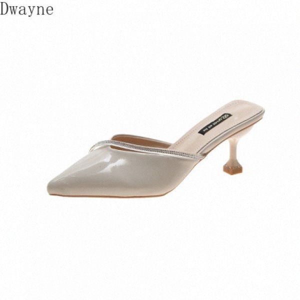 

fashion slippers women 2020 spring and summer new ins wild pointed high heels french baotou shallow mouth sandals t35h#, Black