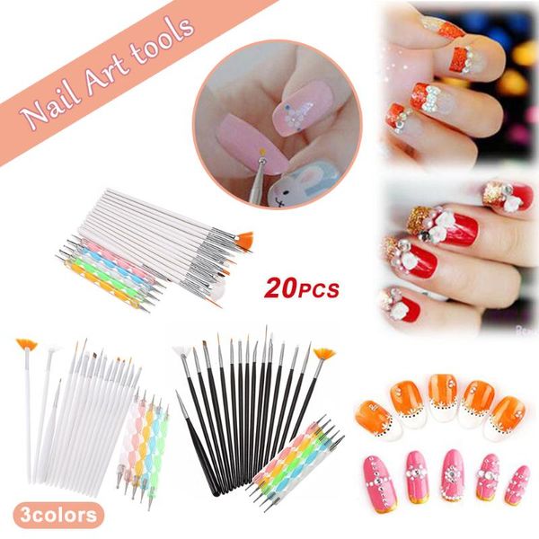 

nail art kits 20pcs uv gel design set dotting painting drawing polish brush tools