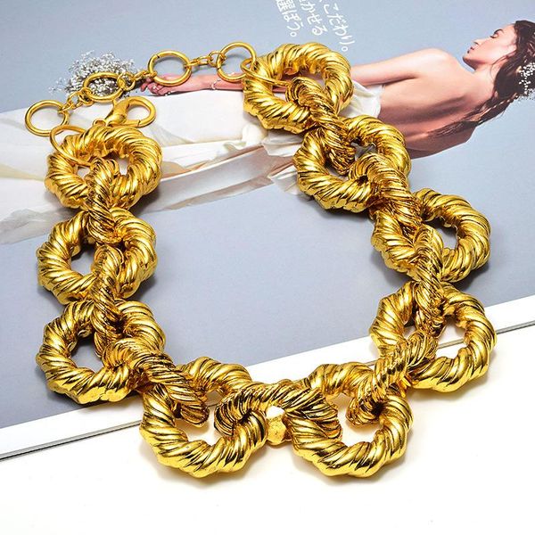 

chains statement luxury gold metal hoops necklace fine accessories for women high-end fashion trend exaggerated necklaces arrival, Silver