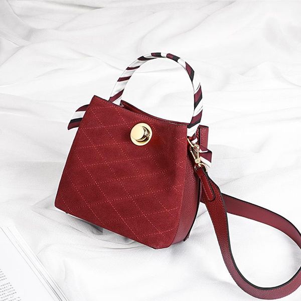 

cross body women's handbag genuin leather shoulder bags fashion red crossbody bag female wedding bucket
