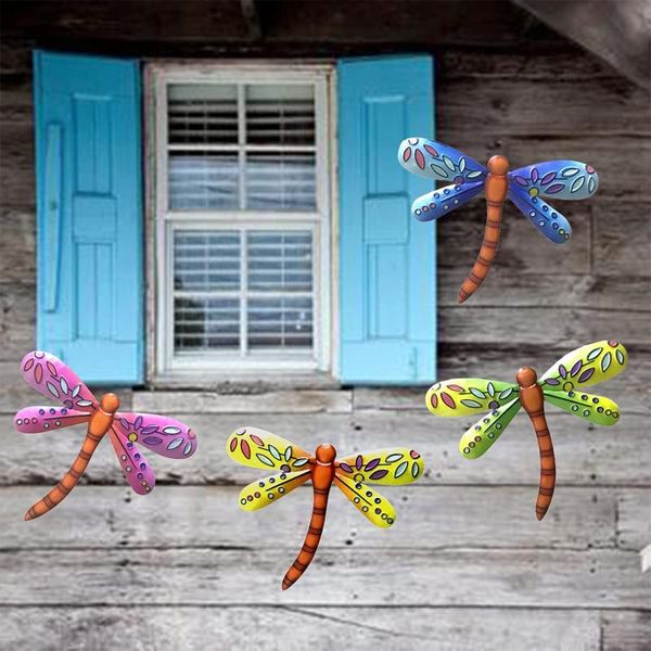 

decorative objects & figurines metal dragonfly decoration wall hanging with bright color art sculpture for indoor outdoor