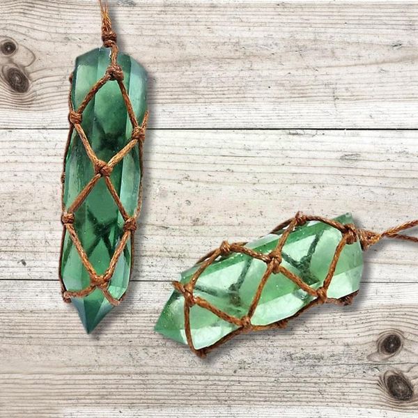 

pendant necklaces hand knitted colorful rough stone necklace wrap fluorite jewelry green for women gift fashion natural brai m0s3, Silver