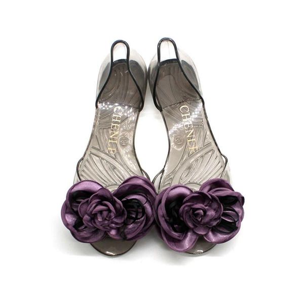 

sandals 2021 fashion woman sweet lace non-slip bow flat crystal jelly shoes transparent beach women slippers, Black