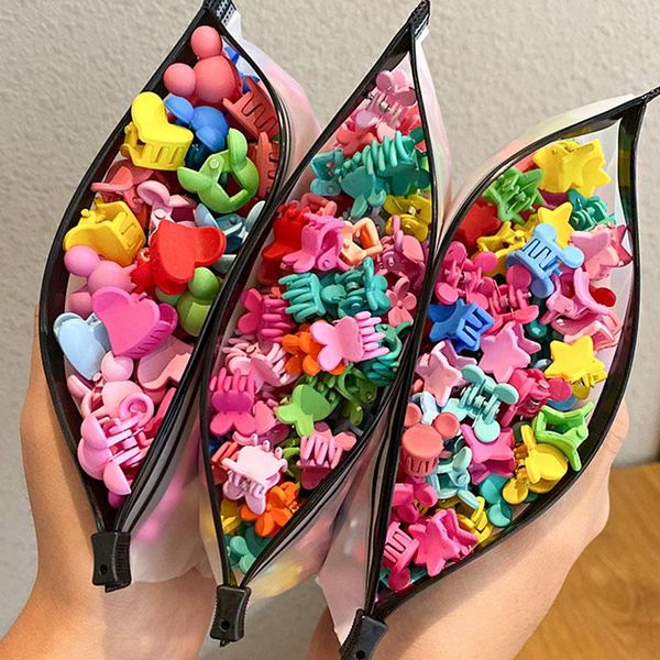 

hair accessories 50pcs/set girls cute colorful cartoon flower star small sweet hairpins clips fashion accories, Slivery;white