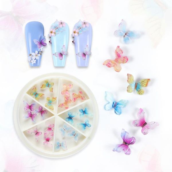 

nail art decorations 18pcs resin butterfly colorful cute animal accessory summer design supplies shiny manicure charms, Silver;gold