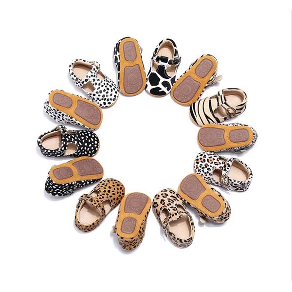 

new genuine leather baby shoes leopard print girls hard sole boys first walkers t- bar summer baby moccasins boy shoes