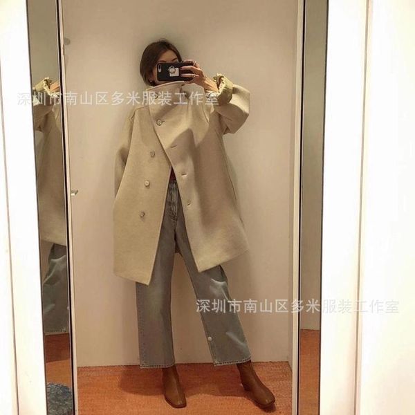 

women's wool & blends overcoat elegant apricot, Black