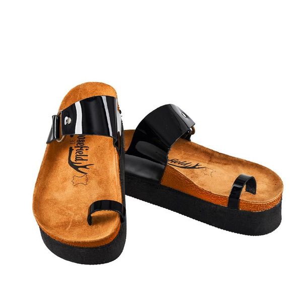 

moosefield leather black women's flip-flops md-45mmf summer and spring season new model slippers