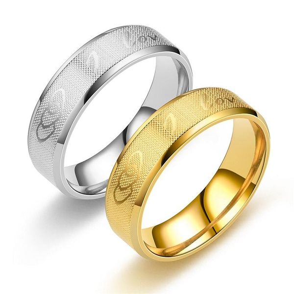 Eheringe Herz Ich liebe Ring Gold/Silber Farbe Edelstahl Paar Ewigkeit Verlobungsversprechen Für Frauen Männer Schmuck Geschenk