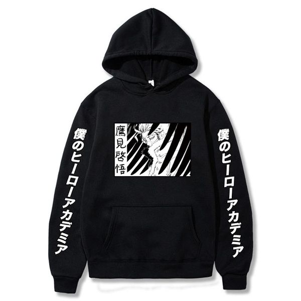 

men's hoodies & sweatshirts harajuku anime my hero academia takami keigo cartoon graphic hooded oversized casual sweatshirt sportswear, Black