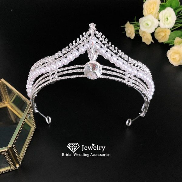 

hair clips & barrettes crown for women wedding accessories engagement jewelry bridal hairbands tiaras and crowns pearl diadems headdress, Golden;silver