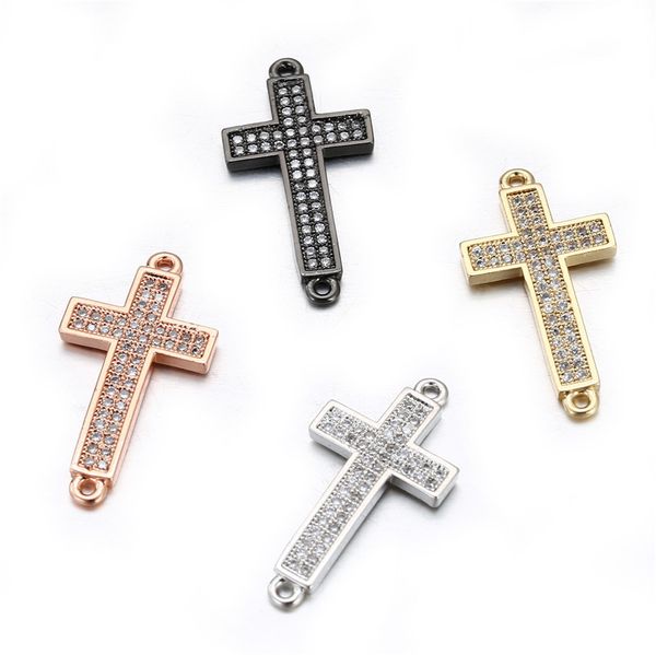 

diy jewelry making double hook cz micro insert cross charm wholesale, Bronze;silver