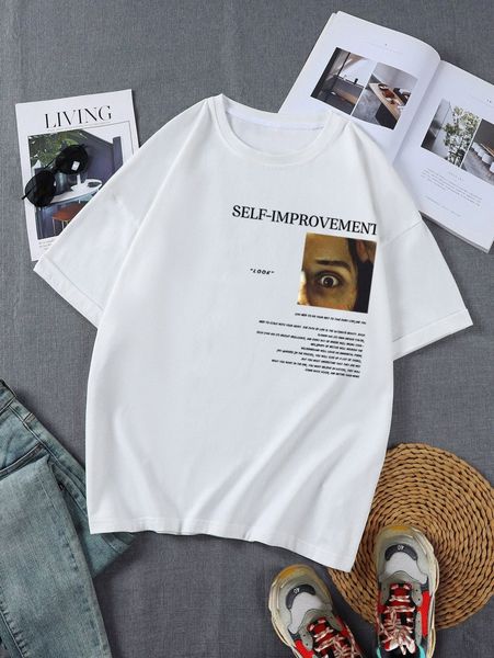 

men figure & slogan graphic tee b4lg#, White;black