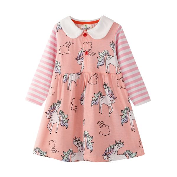 

infant baby girls princess costume turn-down collar girls costume striped long sleeve girls dresses cartoon print girl clothes, Red;yellow