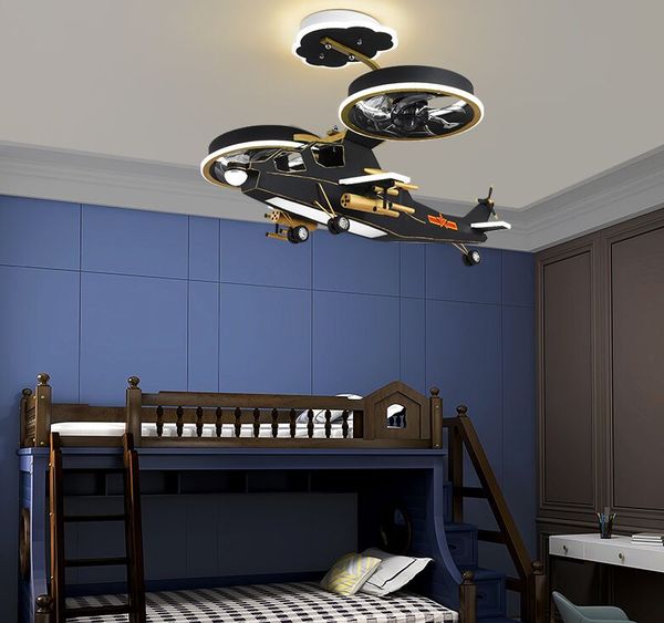 Lampade a LED per la protezione degli occhi della camera dei bambini del lampadario del fan dell'aeromobile della camera da letto del ragazzo europeo americano
