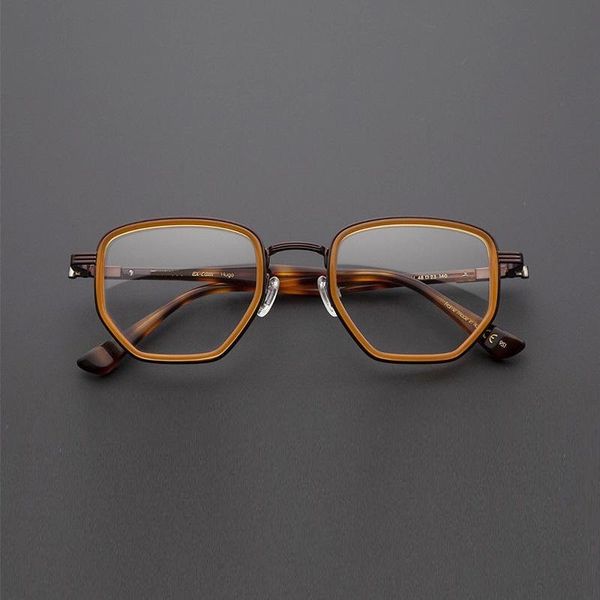 

fashion sunglasses frames 2021 italian handmade brand glasses frame polygonal retro full-frame men women myopia eyeglasse prescription readi, Black