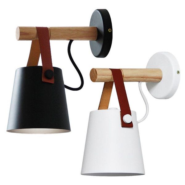 

wall lamp nordic led wood hanging sconce modern bedside light for living room restaurant