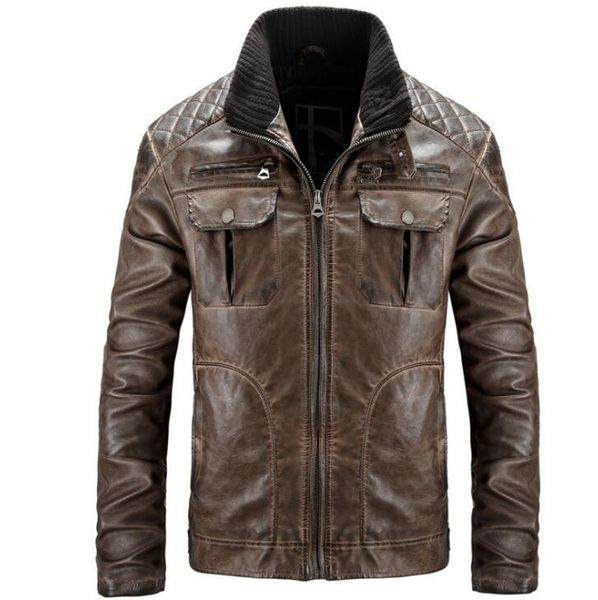 

men's fur & faux stand collar mens leather jacket slim motorcycle coat men jackets autumn clothes personalized jaqueta de couro street, Black