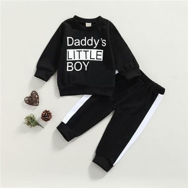 

clothing sets 1-5 years kids boys autumn tracksuit letters print long sleeves + splicing elastic waist pants outfits for little, White