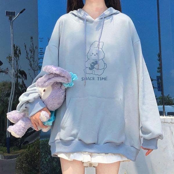 

new deeptown fashion sweatshirt 2021 kawaii casual long sleeve pullover cute rabbit print hoodies women orsd, Black